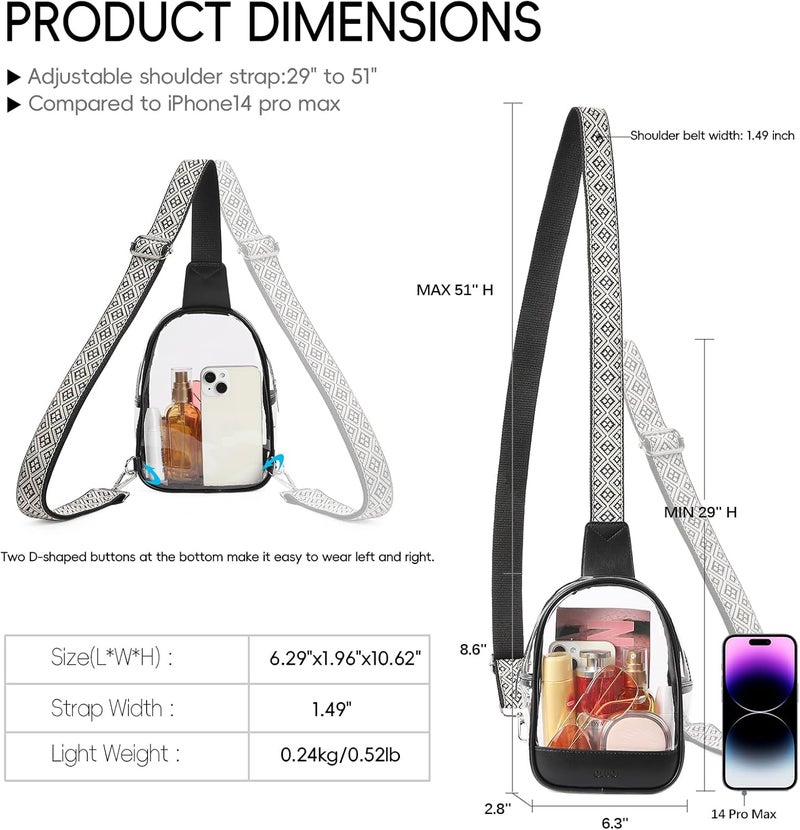 CLUCI Clear Bag for Stadium Events, Clear Crossbody Bag, Small Transparent Purses - Image 3